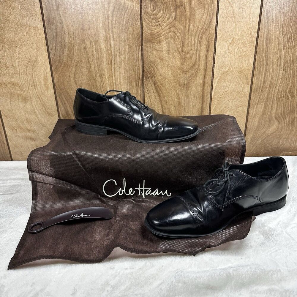 Cole Haan Mens Jefferson Oxford Size 9 M Brown Leather Cap Toe Brogue Dress Shoe